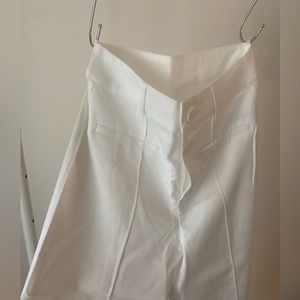 Solid stitch straight leg trousers - White